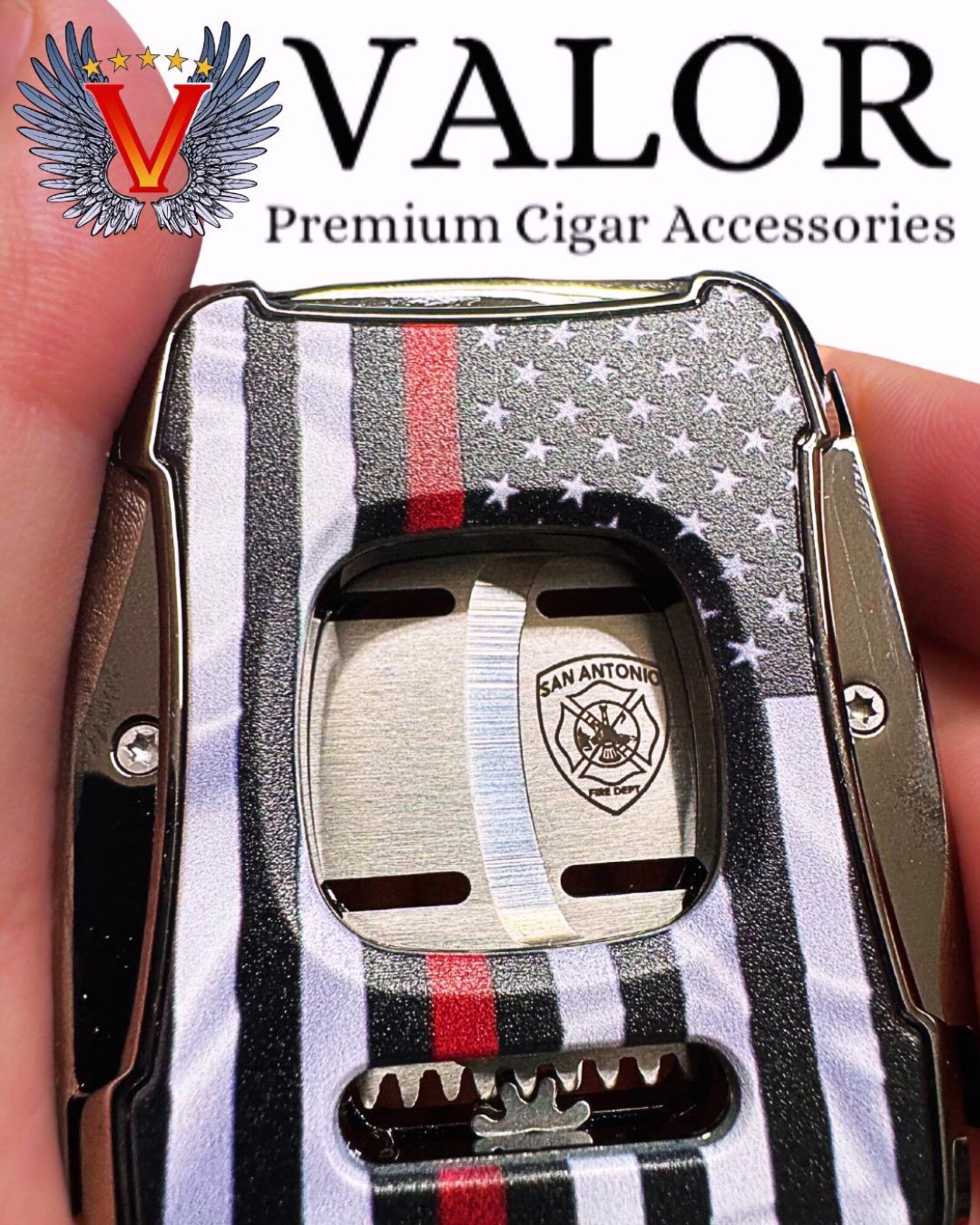 Valor Thin Red Line Dual Blade Cigar Cutter